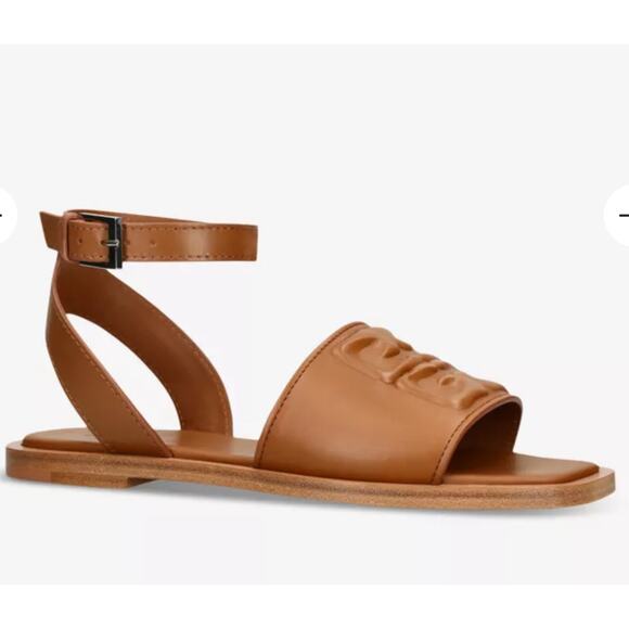 Givenchy Shoes - GIVENCHY 4G Liquid logo-embossed Leather Sandals in Soft Tan 37